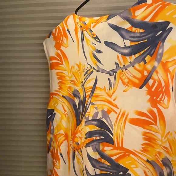 Sherry Taylor Vibrant Orange and Blue Sleeveless Blouse - Picture 7 of 8